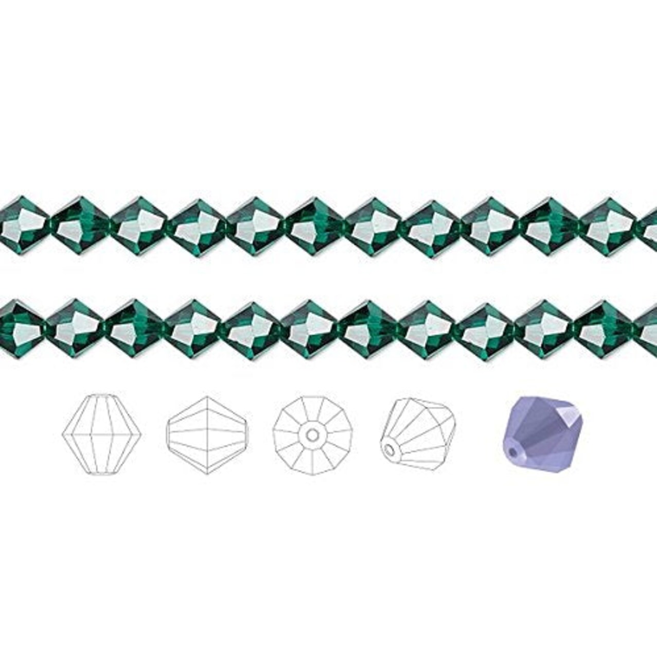 Preciosa Czech Crystal Beads Emerald Faceted Bicone 4mm Package of 144
